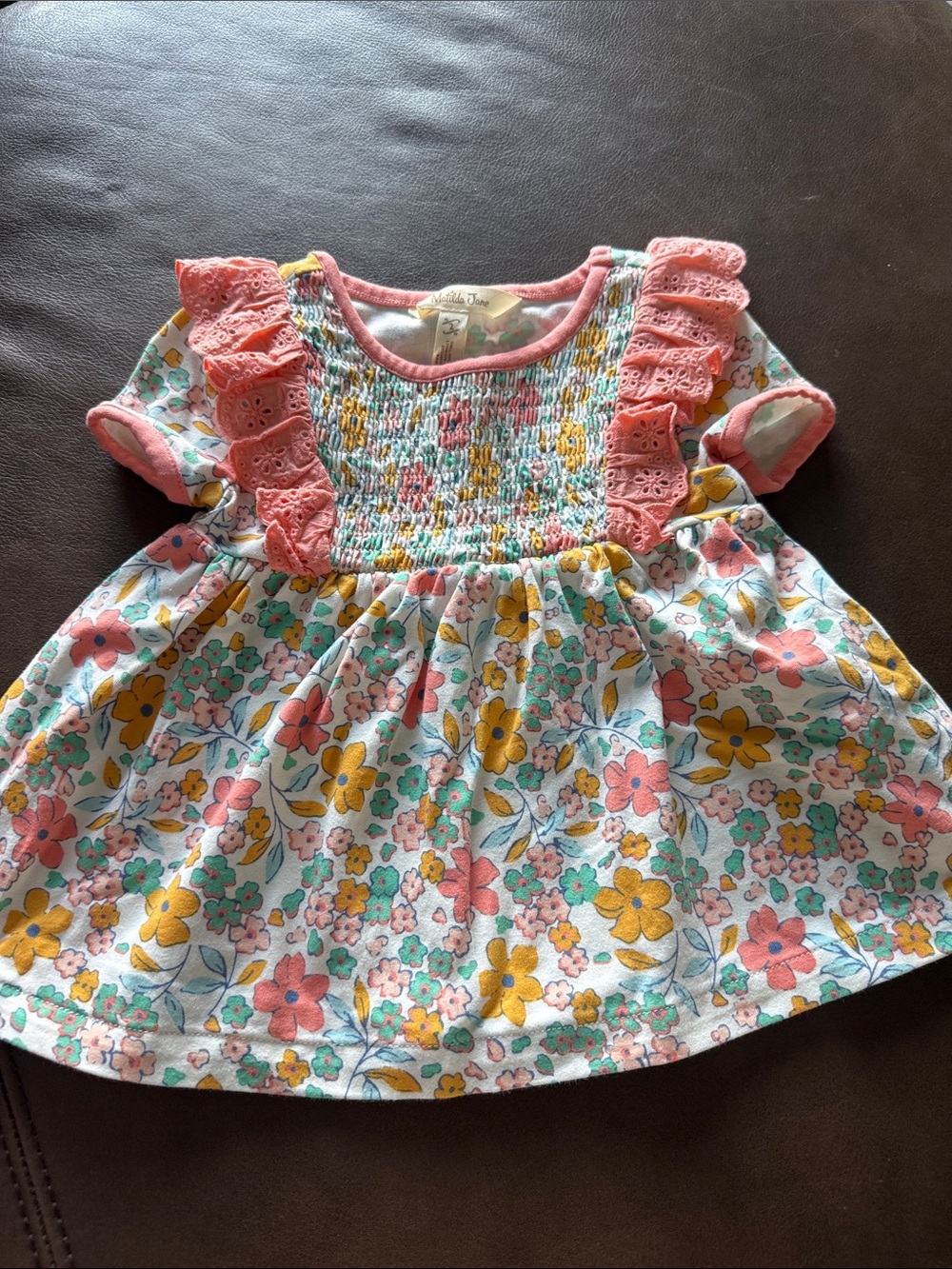 Matilda Jane Pink Trim Multicolor Smocked Top